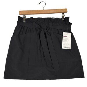 Athleta Skyline Skirt Skort Womens 4 Black Paperbag Waist Golf Tennis Active NWT